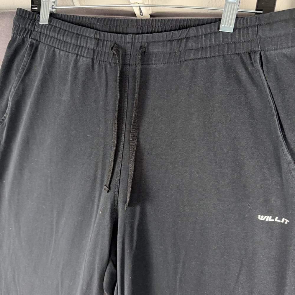 Willit Men's Sweatpants Black L Drawstring Elastic Waist Pockets Straight Leg